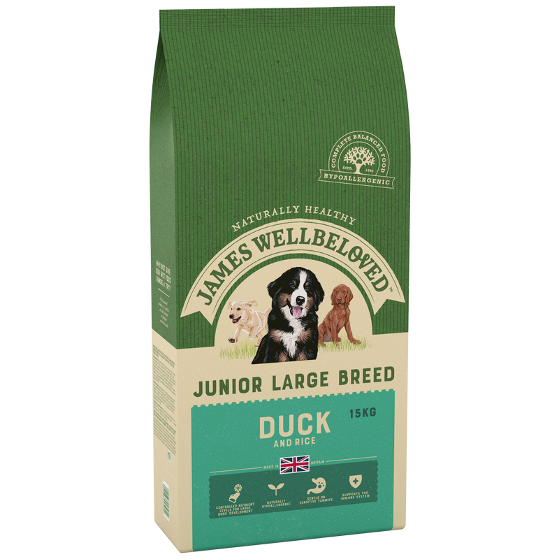 Complete Dry Large Breed Junior Dog Food - Duck & Rice - 15KG