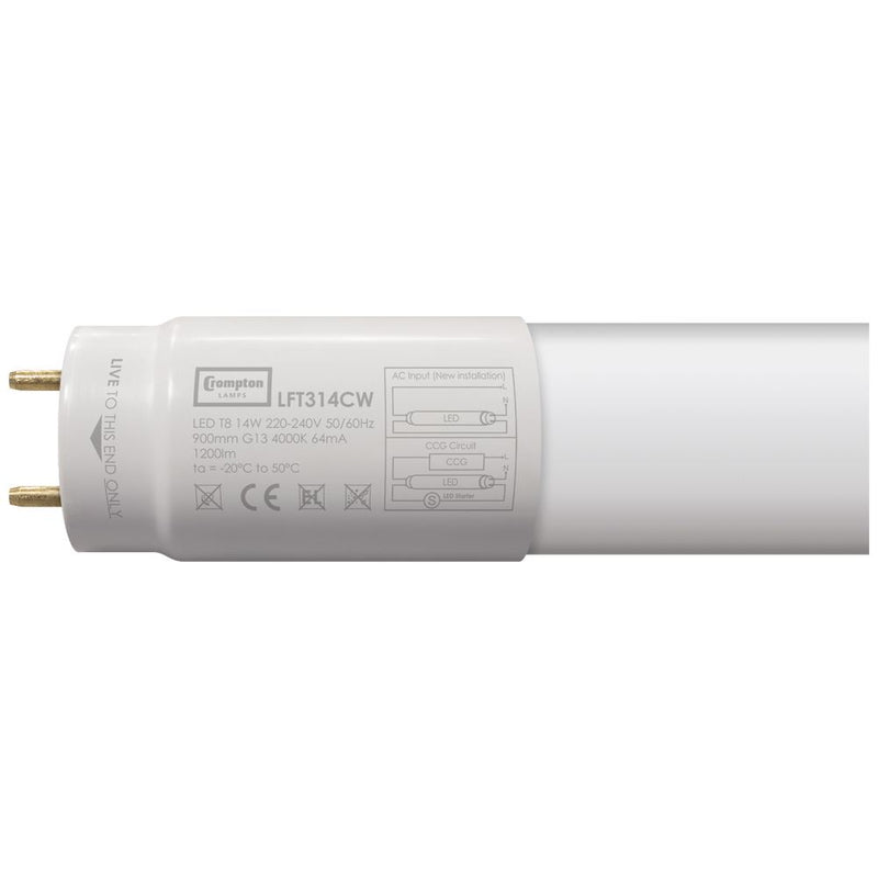 LED T8 Full Glass Tube 3ft / 894mm 14W 4000K G13