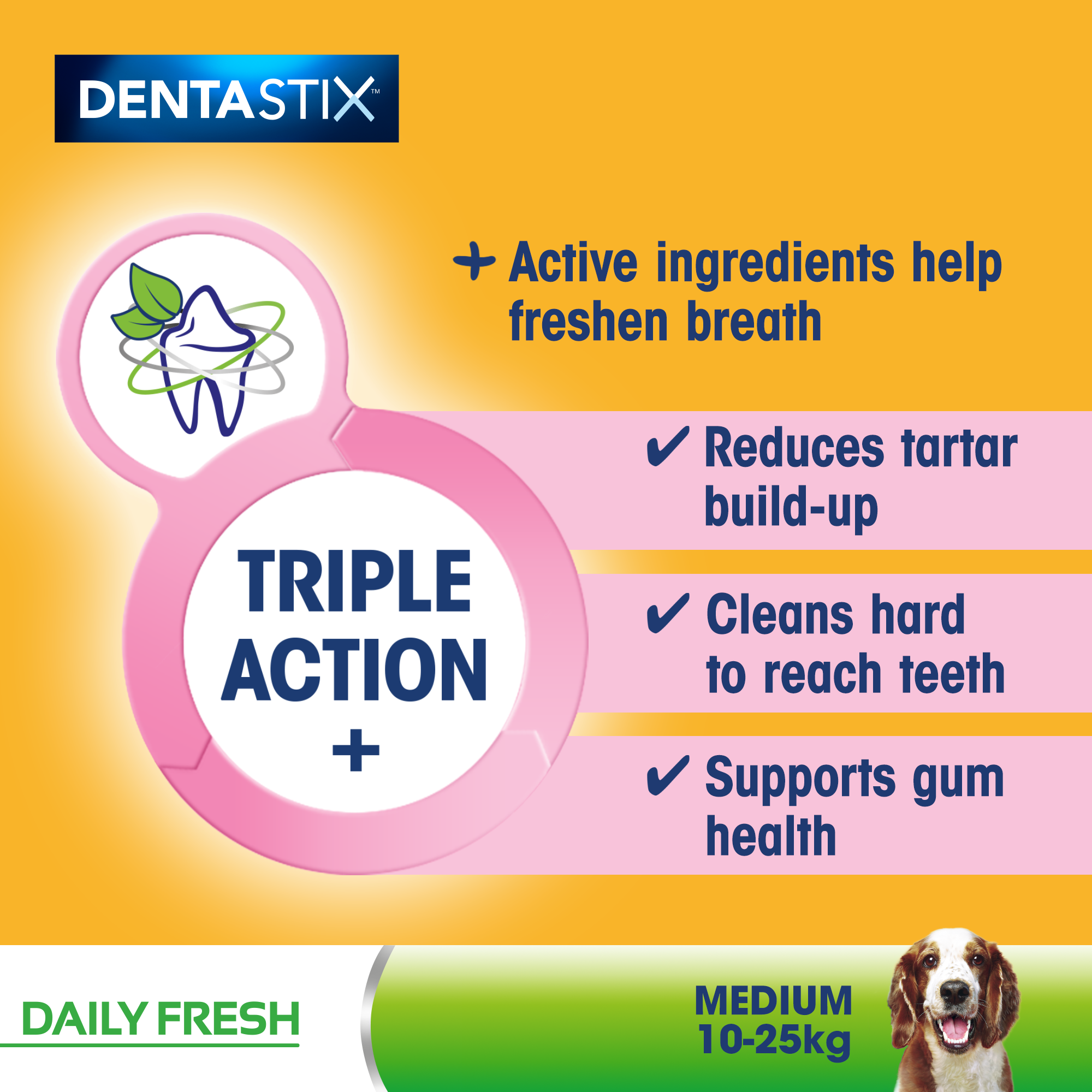 Dentastix Fresh Daily Dental Chews Medium Dog 28 Sticks x 4 Pack