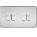 10A 4G 2 Way 230V Screwless Polished Chrome Electric Wall Plate Switch