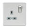 Screwless 13A 1G DP switched Socket - Brushed Chrome with grey Insert