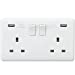 Curved Edge 13A 2G Switched Socket with Dual USB Charger (5V DC 3.1A shared)