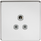 Screwless 5A Unswitched Socket - Polished Chrome with Grey Insert