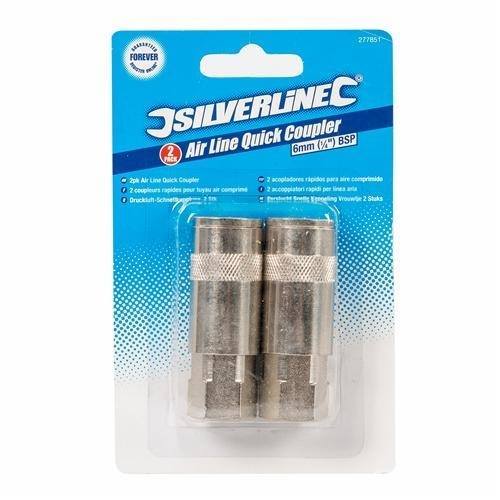 1/4" BSP Air Line Female Thread Quick Coupler - 2 PACK