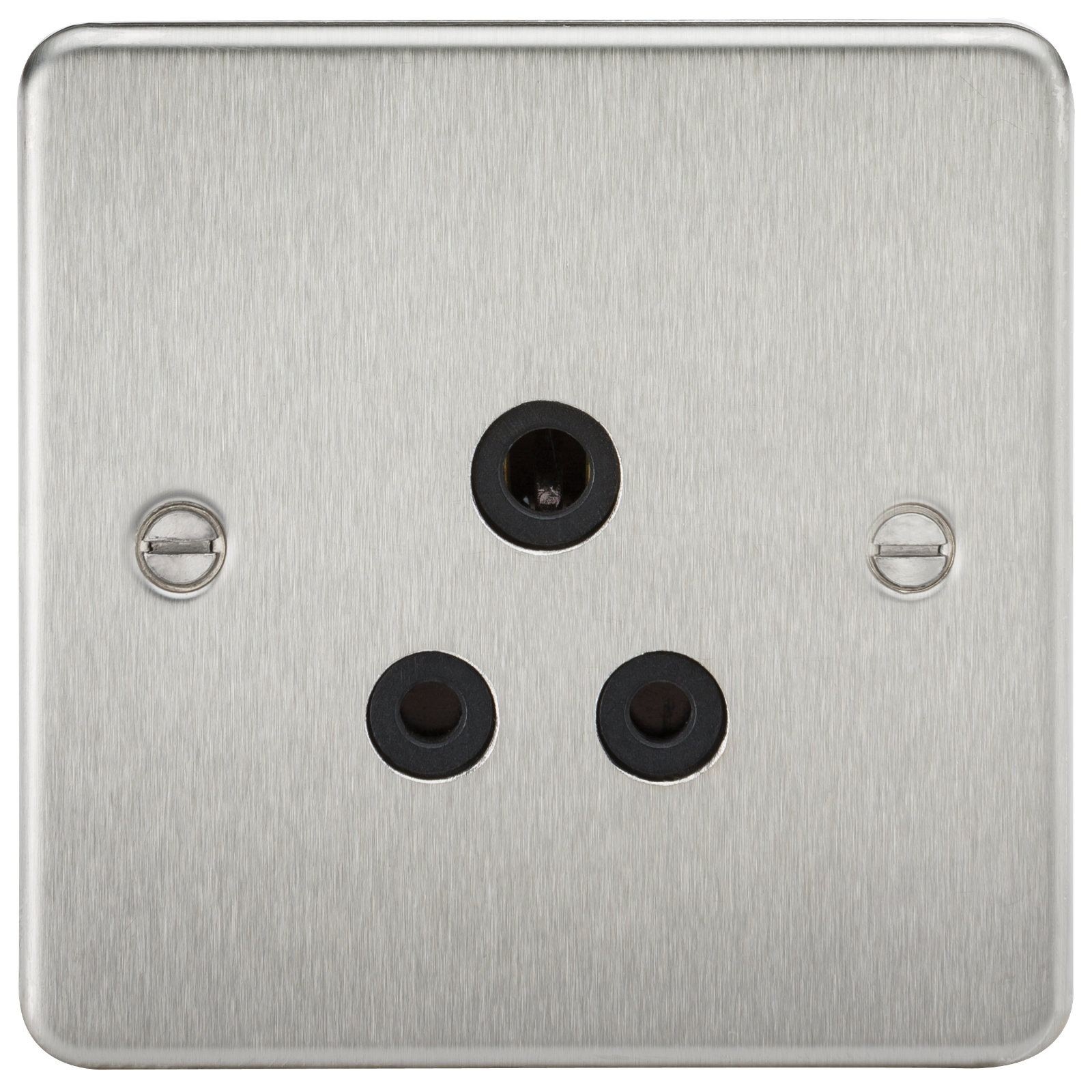 Flat Plate 5A unswitched socket - brushed chrome with black insert