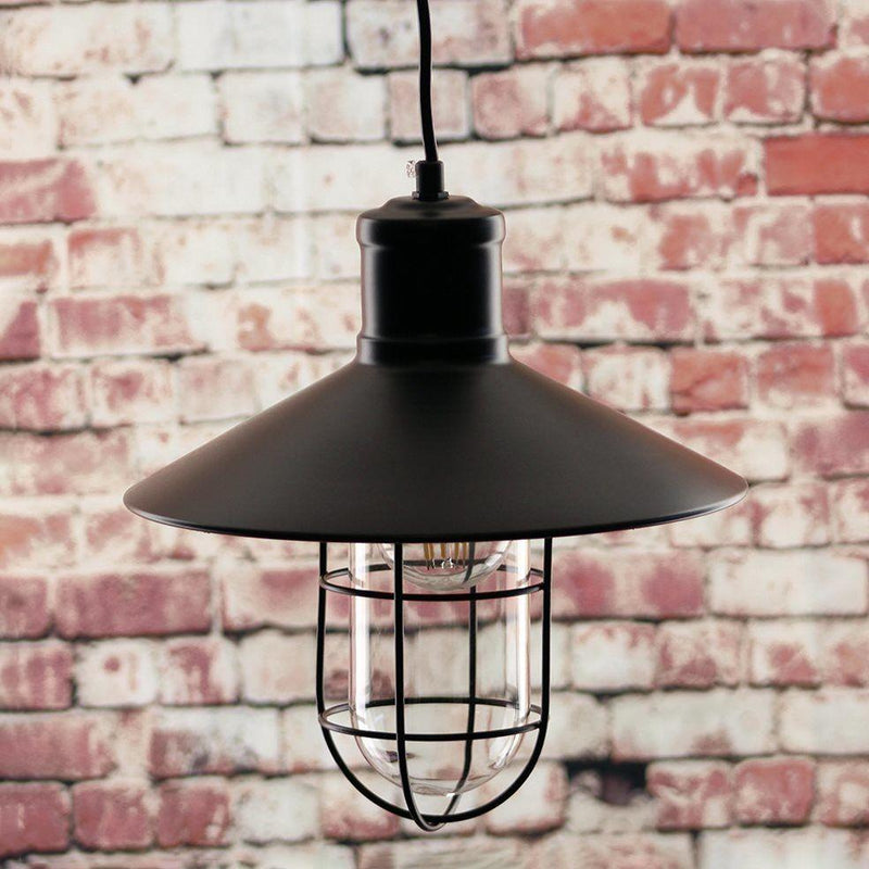 Calgary Wire Guarded Traditional Rustic Iron Ceiling Light