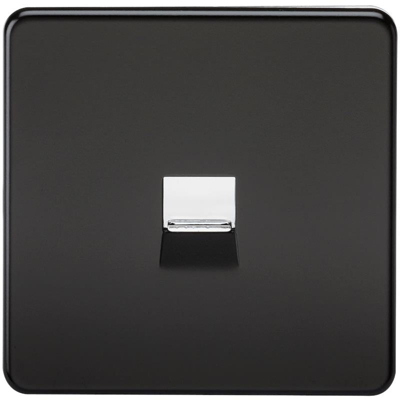 Screwless Matt Black Telephone Master Socket Flush Wall Socket
