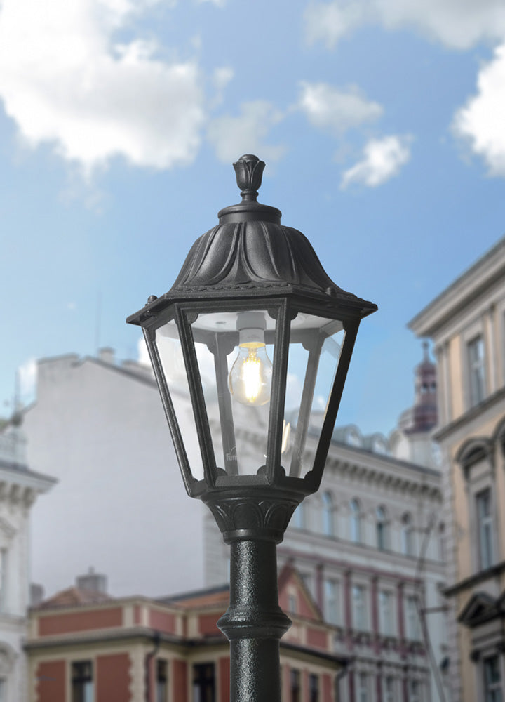 NOEMI E27 Hexagonal Lantern Head Black Traditional Garden Light