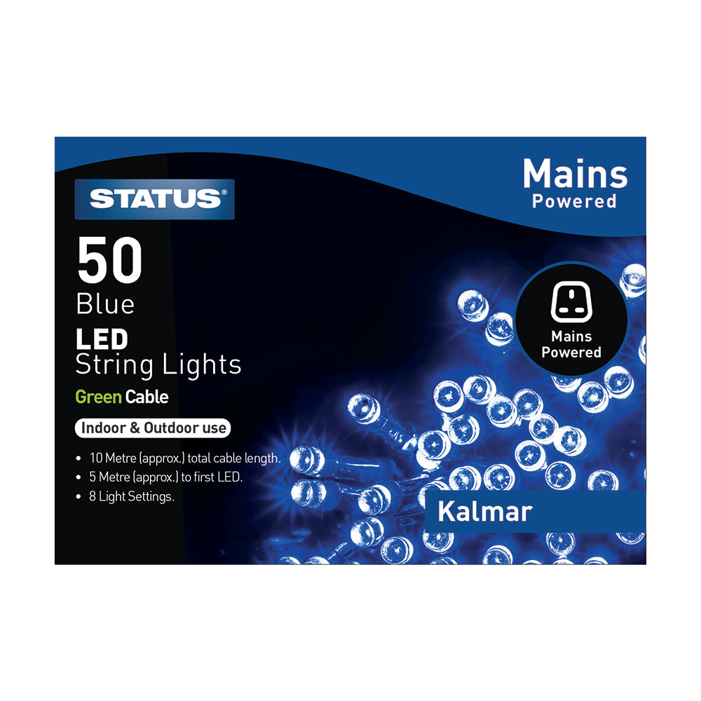 50 LED Indoor/Outdoor Mains String Lights - Blue