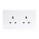 13A White 2G Twin 230V UK 3 Pin Unswitched Electric Wall Socket