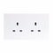 13A White 2G Twin 230V UK 3 Pin Unswitched Electric Wall Socket