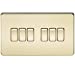 10A 6G 2 Way 230V Screwless Polished Brass Electric Wall Plate Switch