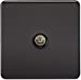 Coaxial TV Outlet 1G Screwless Matt Black Un-Isolated Wall Plate
