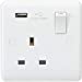 Curved Edge 13A 1G Switched Socket with USB Charger (5V DC 2.1A)