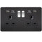 2G 13A Matt Black 2G Switched Socket with Dual 5V USB Charger Ports