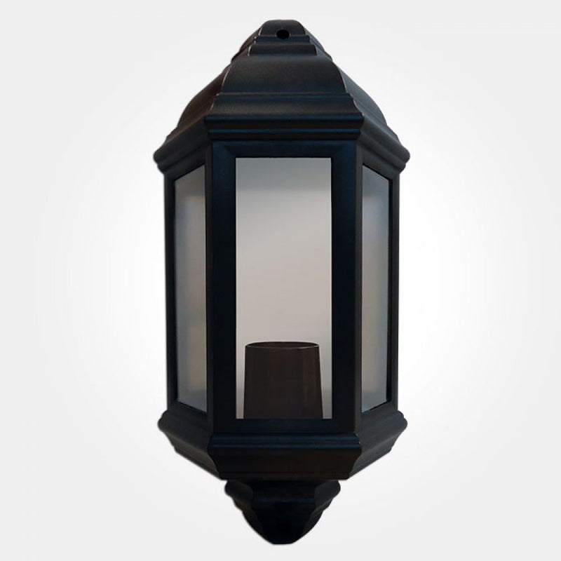 IP44 Traditional 60W Half Lantern Porch Light - Black