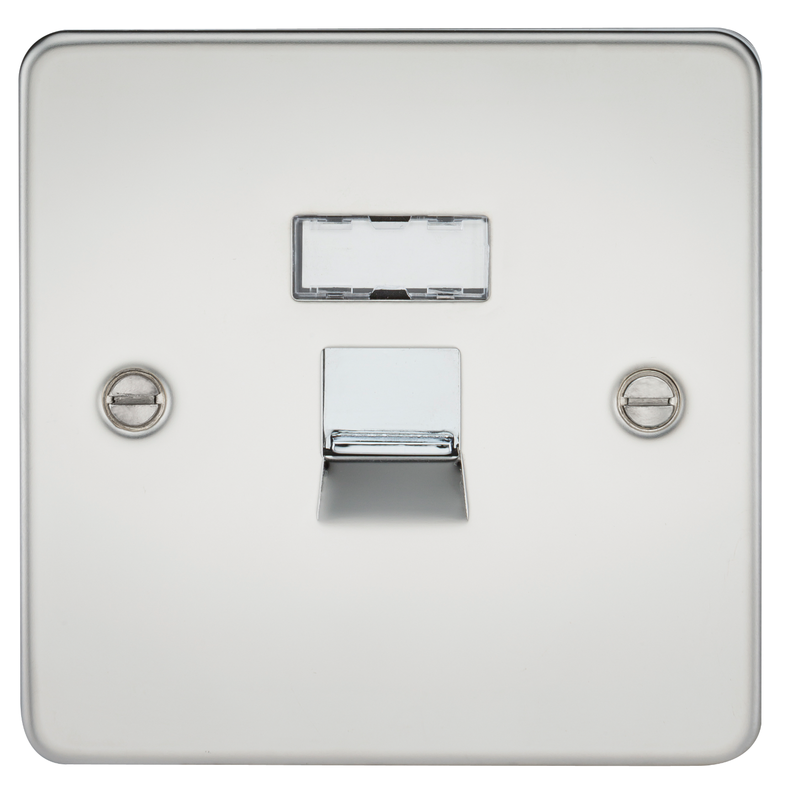 Flat Plate RJ45 network outlet - polished chrome