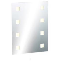 Illuminated Decorative Bathroom Wall Mirror IP44 Rated with Dual Shaver Socket & Demister