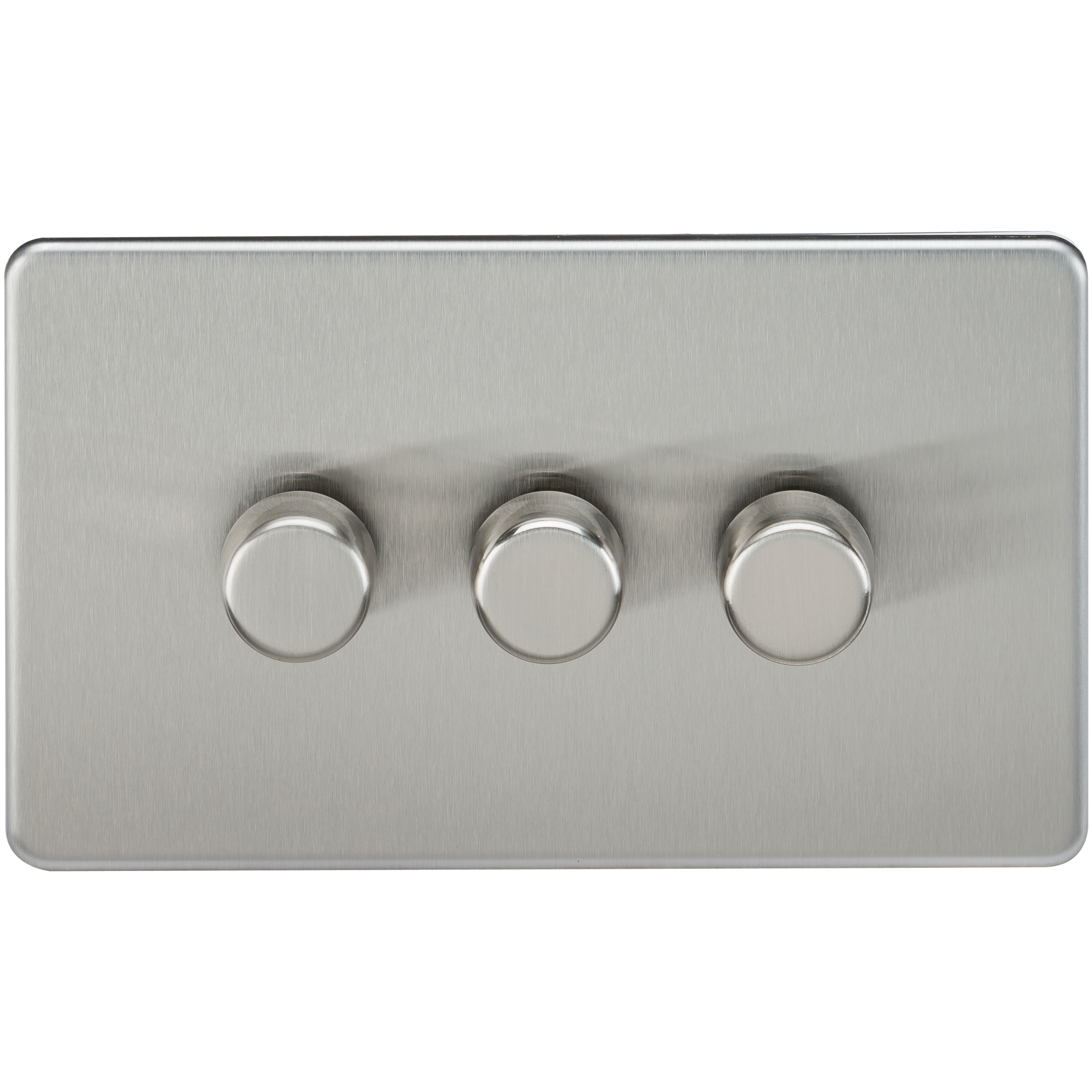10-200W 3G 2 Way Screwless Brushed Chrome 230V Electric Dimmer Switch Led Compatible