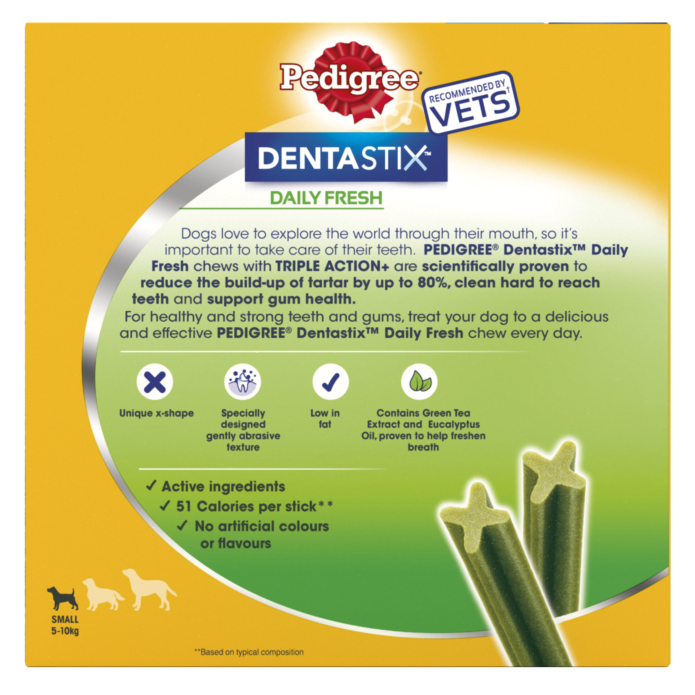 Dentastix Fresh Daily Dental Chews Small Dog 35 Sticks x 4 Pack