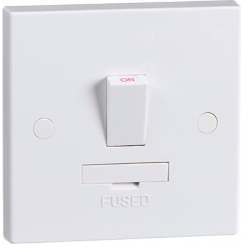 13A White Switched Connection Unit DP Fused & Flex Outlet Electric Wall Plate