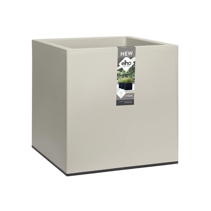 Elho Vivo Matt Finish Square Wheels 40 - Planter - Warm Grey - Indooroutdoor! - L 39.00 x W 39.00 x H 41.00 cm