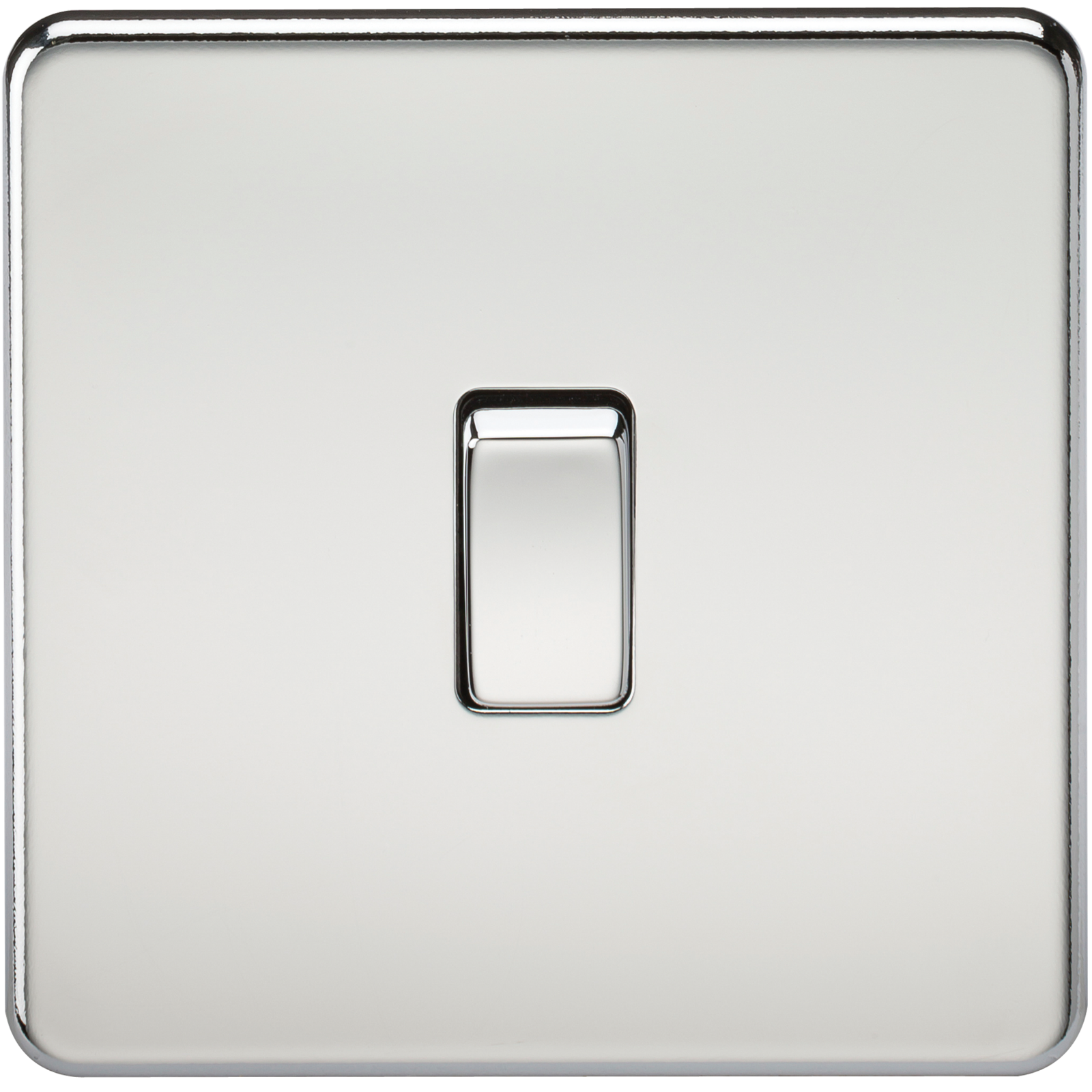 10A 1G 230V Screwless Polished Chrome Intermediate Switch Wall Plate