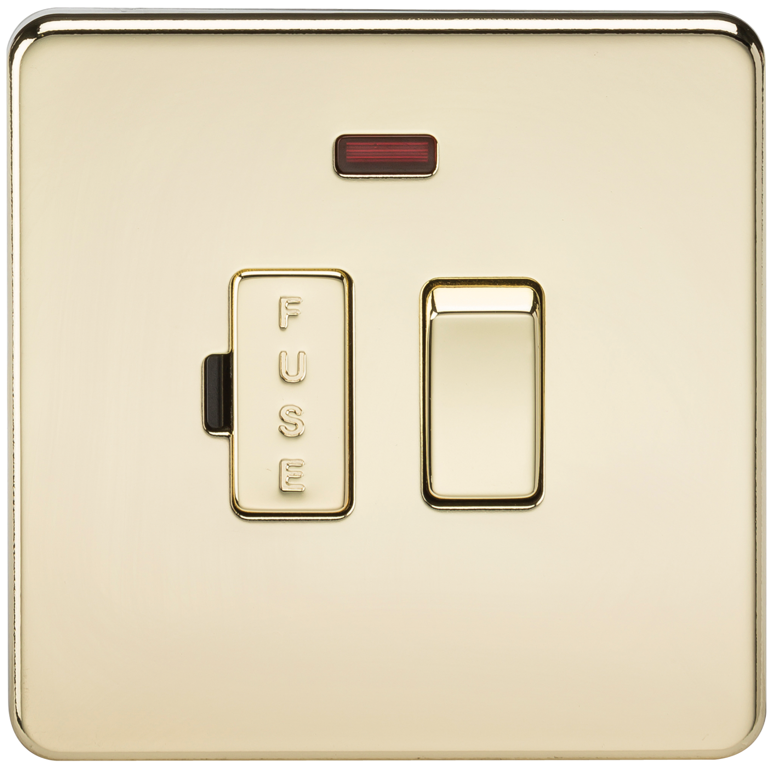 13A Screwless Polished Brass Switched Fused Spur Connector Unit with Neon