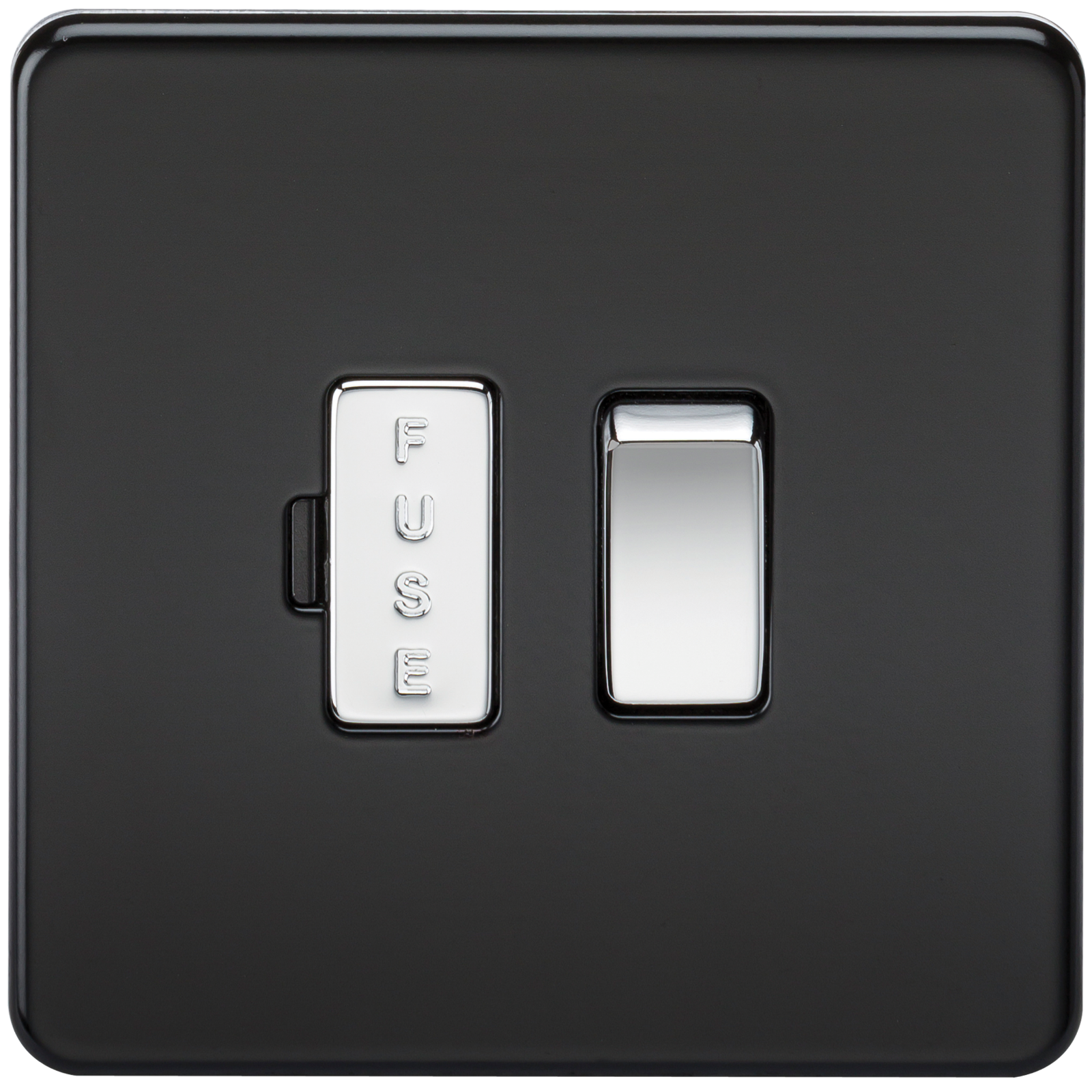 13A Screwless Matt Black Switched Fused Spur Connector Unit