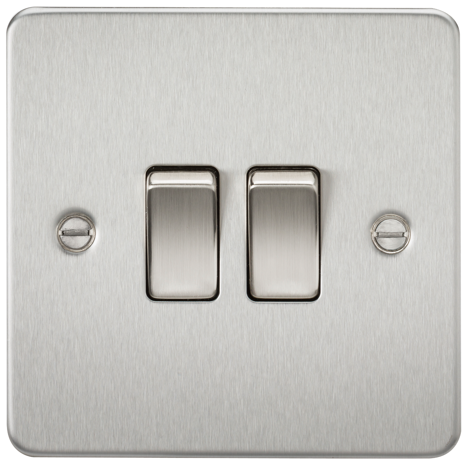 2G 2 Way Flat Plate Switch- Brushed Chrome