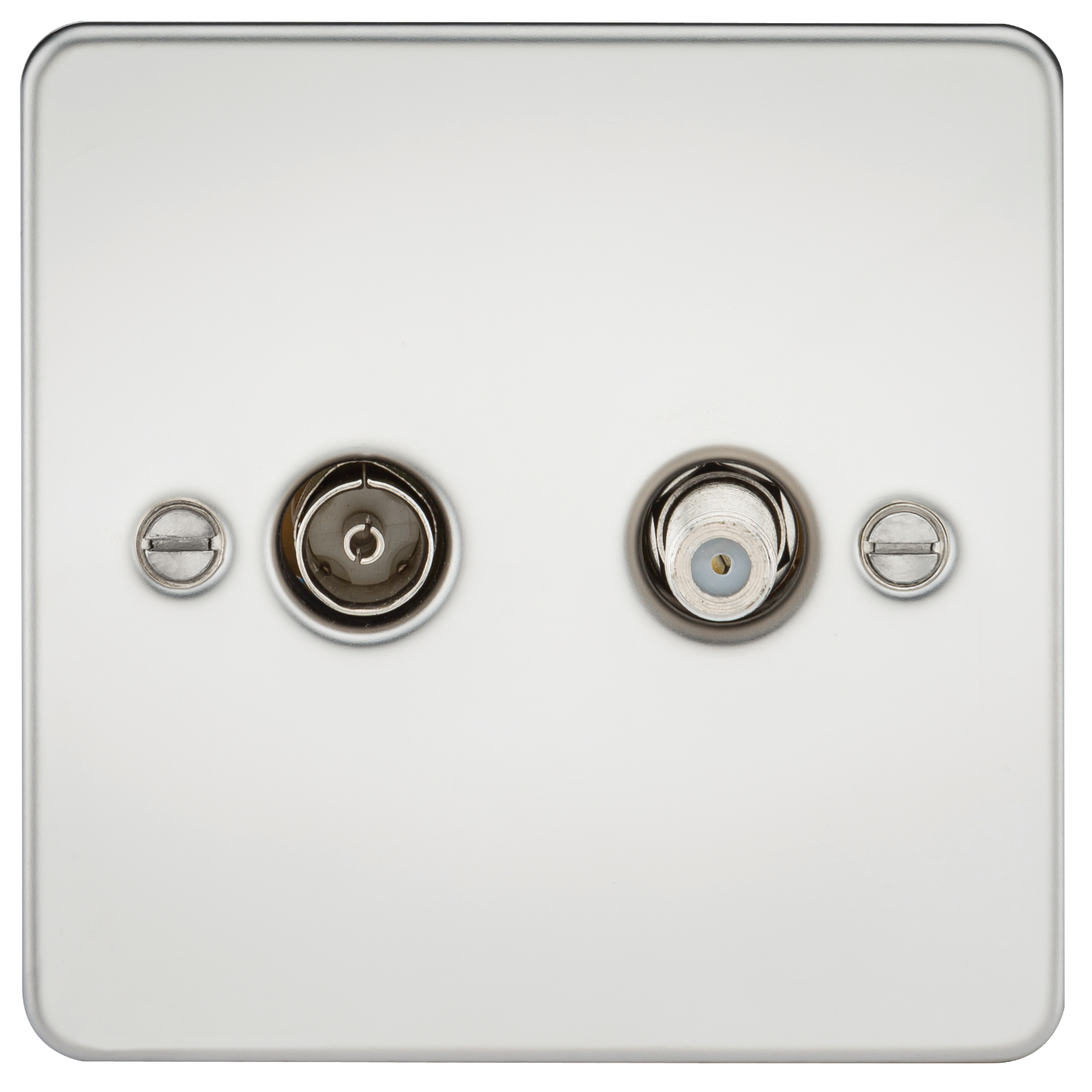 Flat Plate TV and SAT TV Outlet (isolated) - Polished Chrome