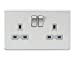 Screwless 13A socket, USB chargers (2.4A) and Bluetooth Speaker - Brushed chrome with grey insert
