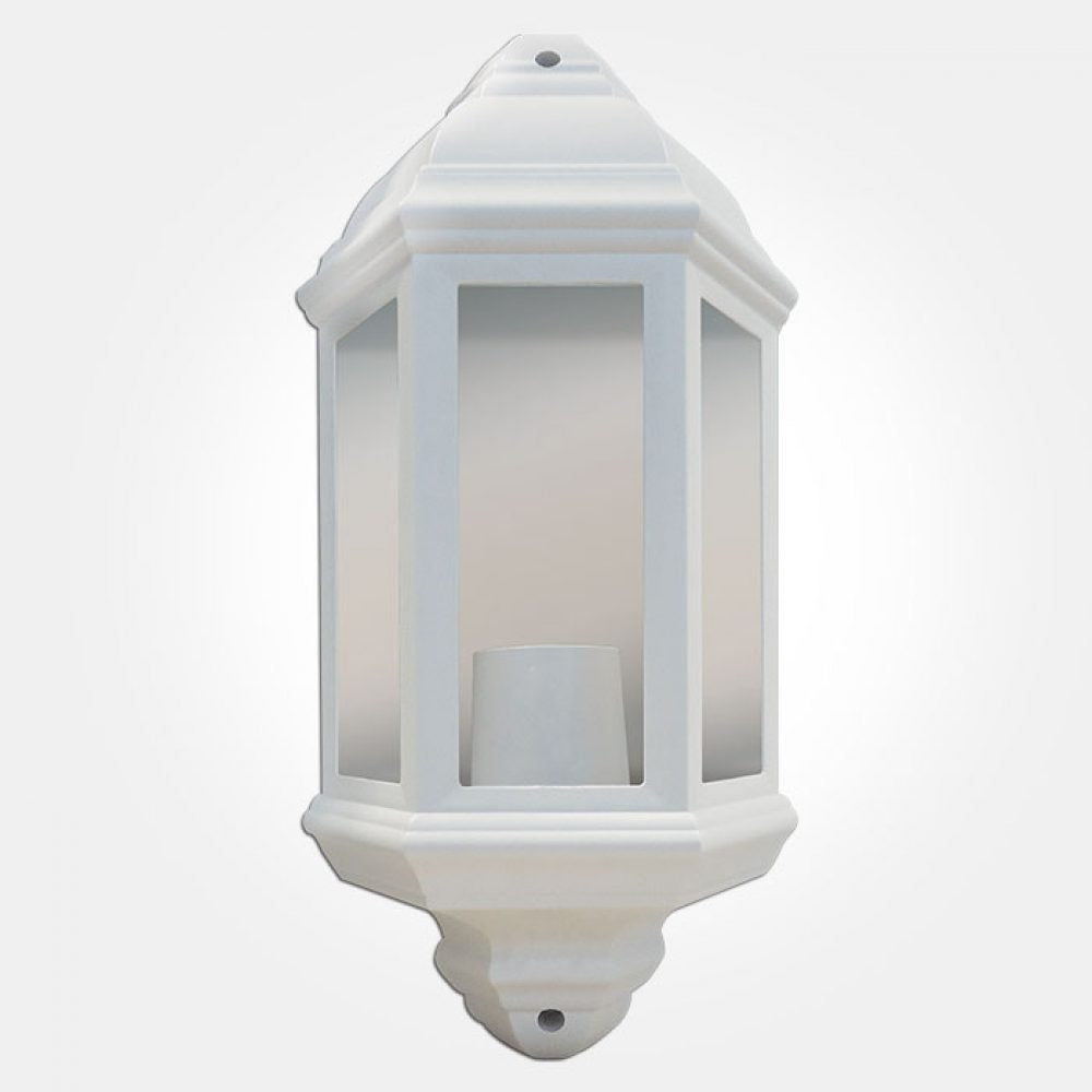 IP44 Traditional 60W Half Lantern Porch Light - White