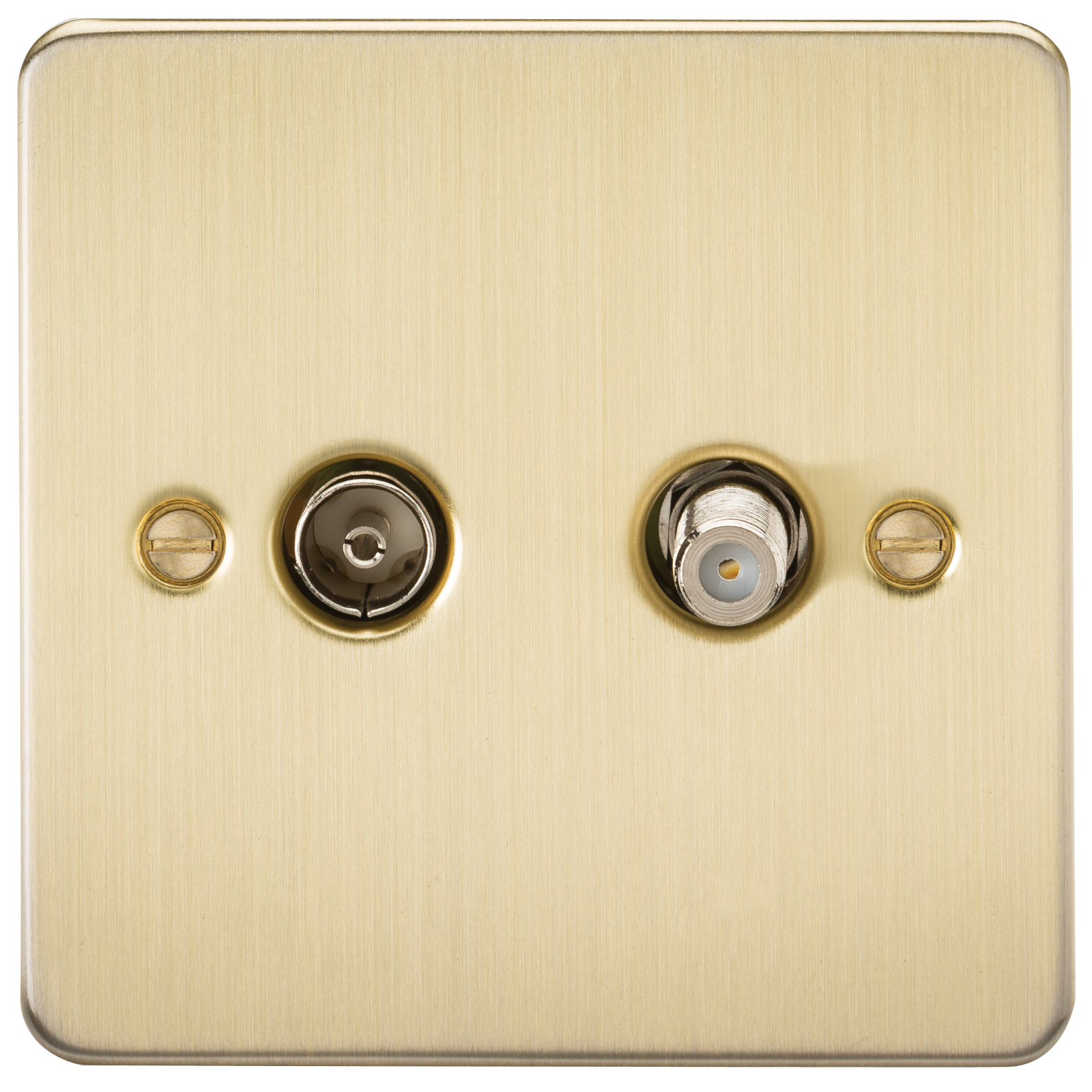 Flat Plate TV and SAT TV Outlet (isolated) - Brushed Brass