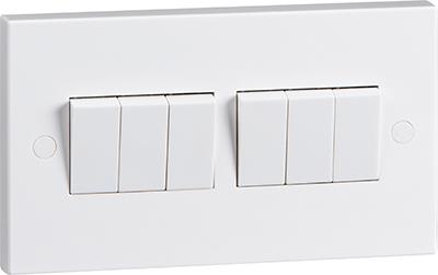 10A White 6G 2 Way 230V Electric Wall Plate Switch
