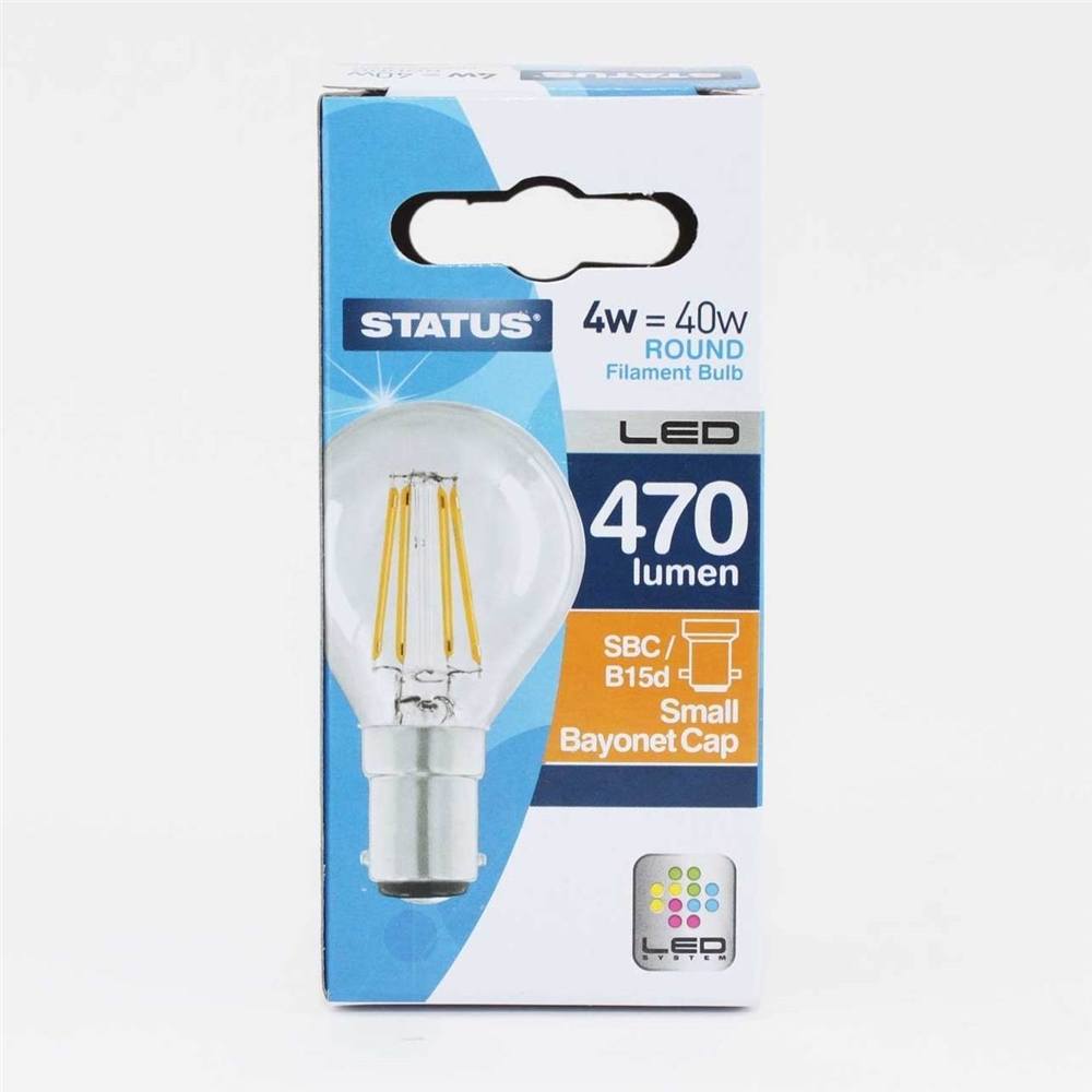 4W Round LED Filament Bulb - Small Bayonet Cap