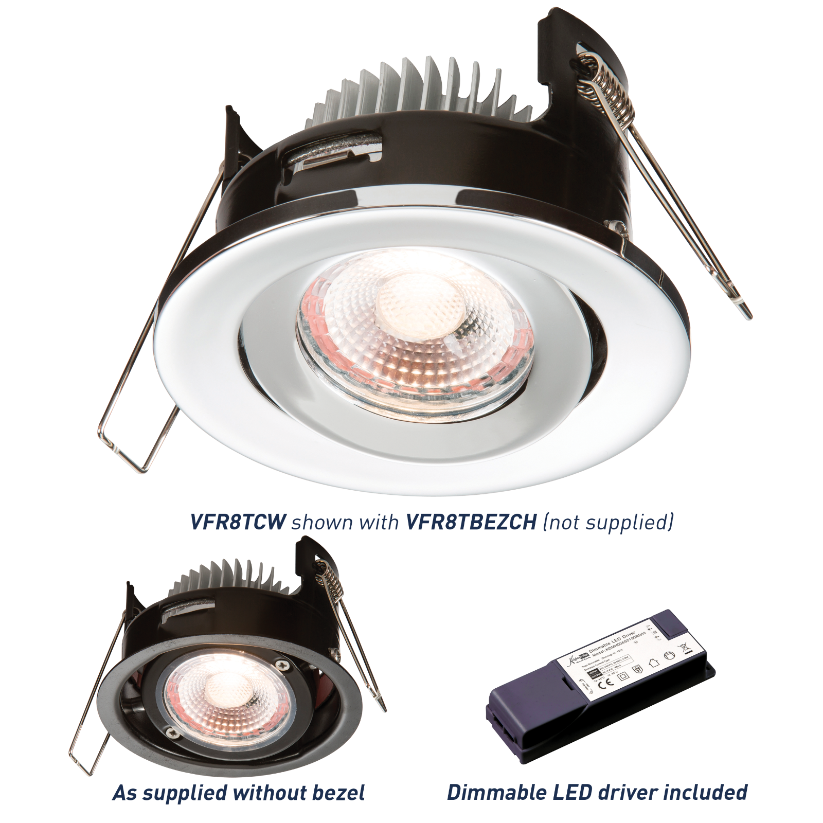 ProKnight Tilted 8W IP65 LED Downlight With No Bezel - Cool White