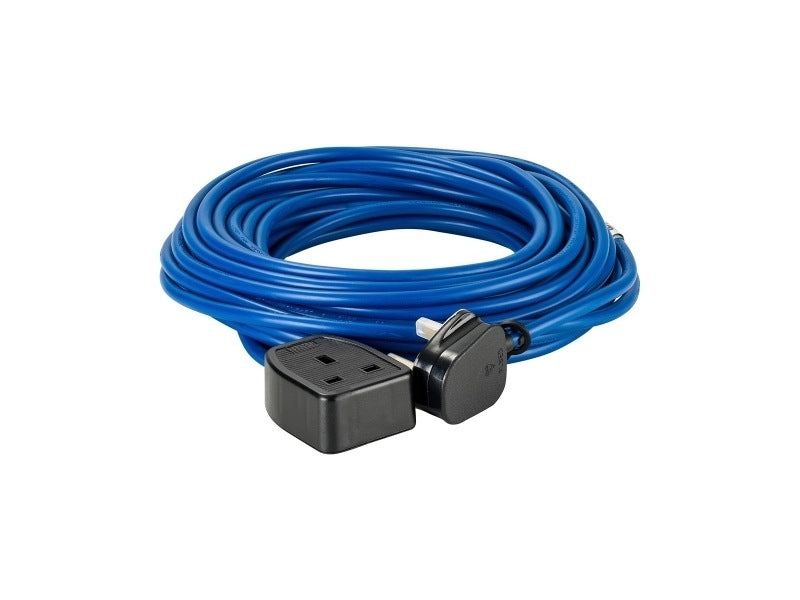 Black Plug - 1G Black Socket, 14m 2.5mm Blue Extension Lead