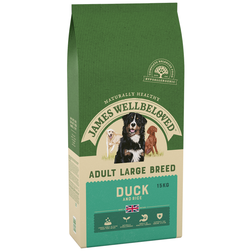 Complete Dry Large Breed Adult Dog Food - Duck & Rice - 15KG