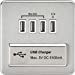 Screwless Quad USB Charger Outlet (5.1A) - Brushed Chrome with Grey Insert
