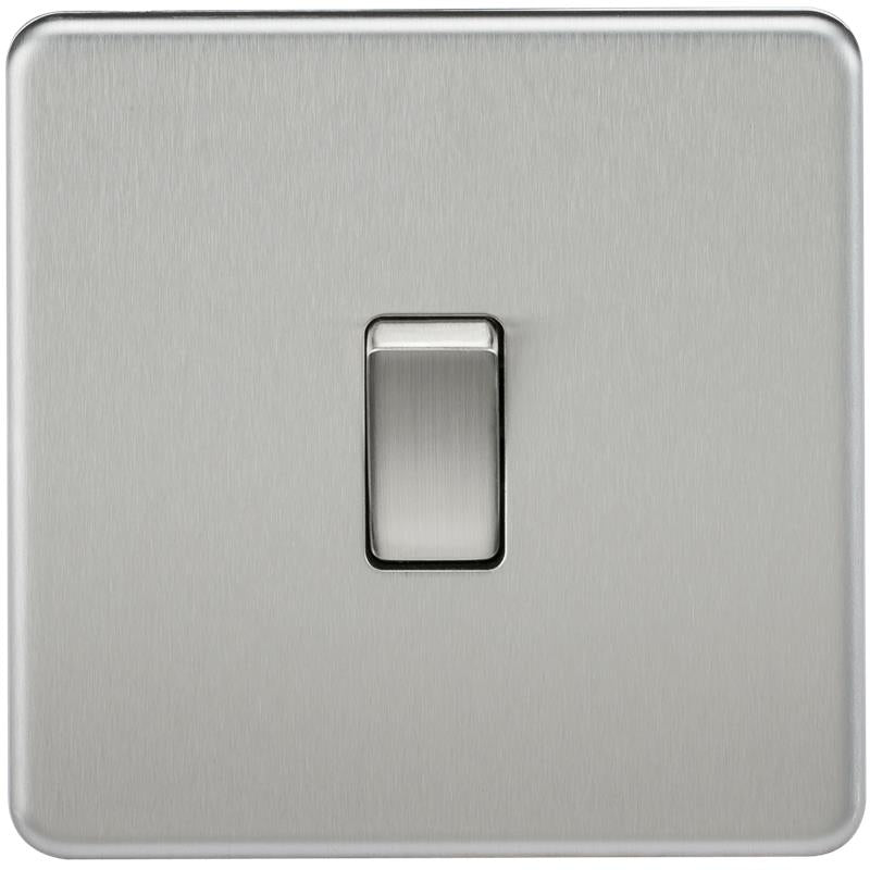 10A 1G 230V Screwless Brushed Chrome Intermediate Switch Wall Plate