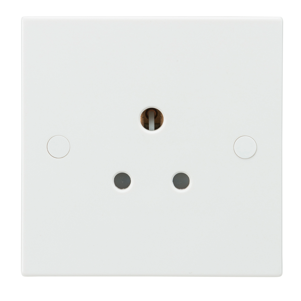5A White Round Pin 1G Single 230V Unswitched Electric Wall Socket