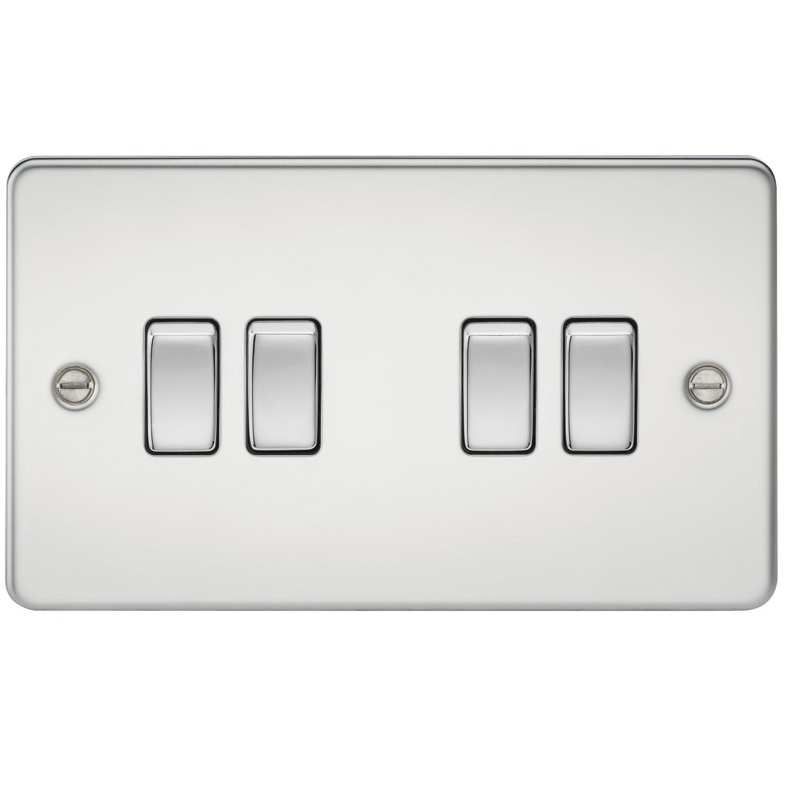 Flat plate 10AX 4G 2-way switch - polished chrome