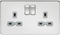 Screwless 13A 2G DP switched socket - polished chrome with grey insert