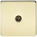 Coaxial TV Outlet 1G Screwless Polished Brass Un-Isolated Wall Plate