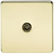 Coaxial TV Outlet 1G Screwless Polished Brass Un-Isolated Wall Plate