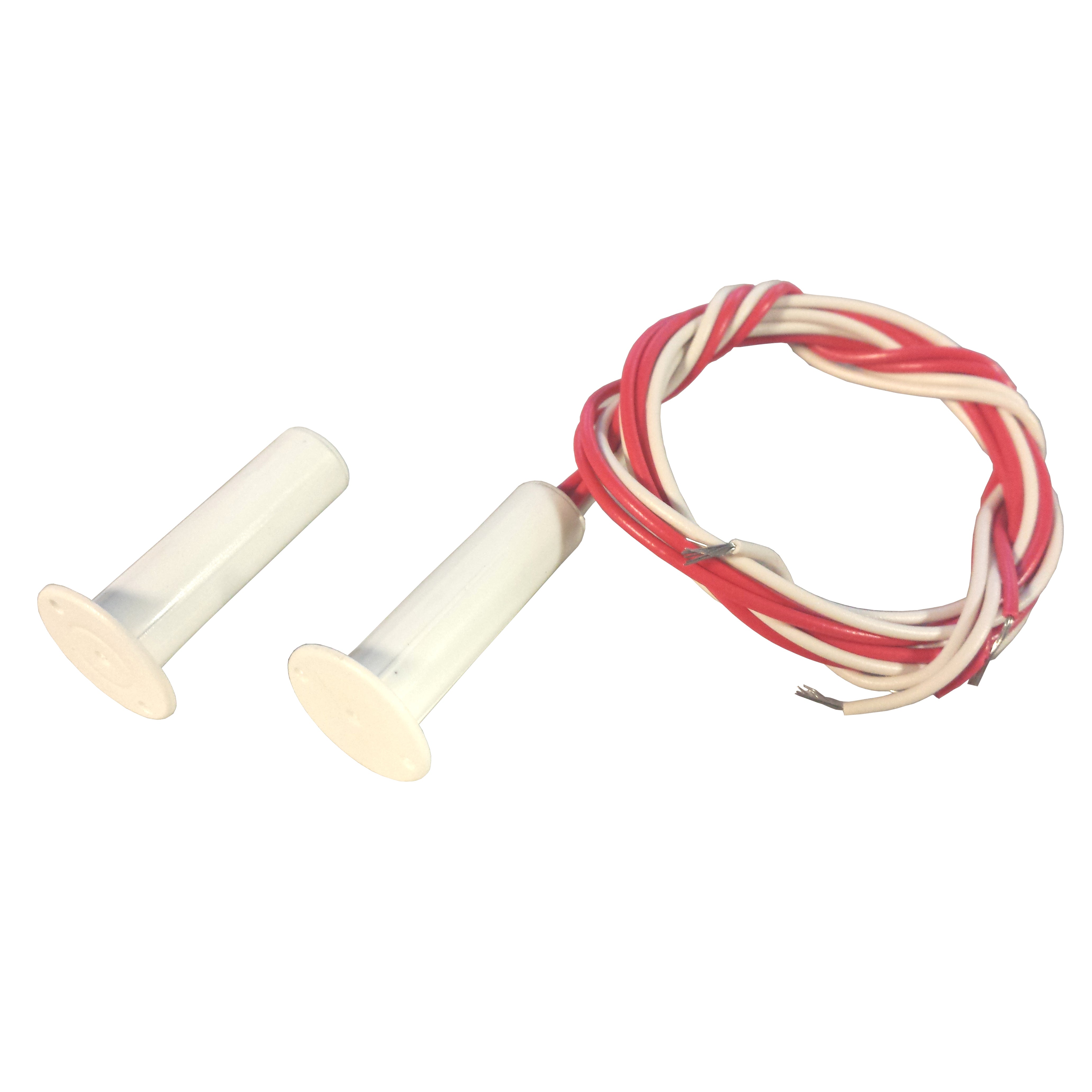 4 Wire Flush Pencil Intruder Alarm Contact with Flange - White