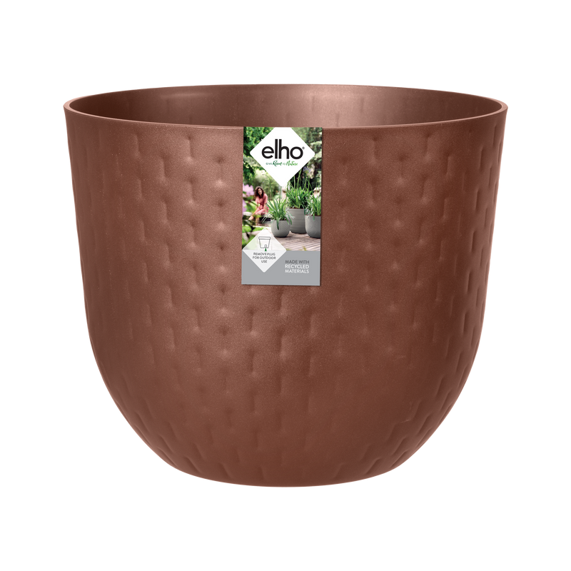 Fuente Grains 30cm Round Plastic Indoor & Outdoor Plant Pot - Rusty Brown
