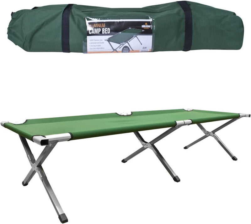 Folding Camp Bed with Carry Bag, Green