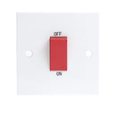 45A White 1G Double Pole 230V Electric Cooker Wall Plate Switch